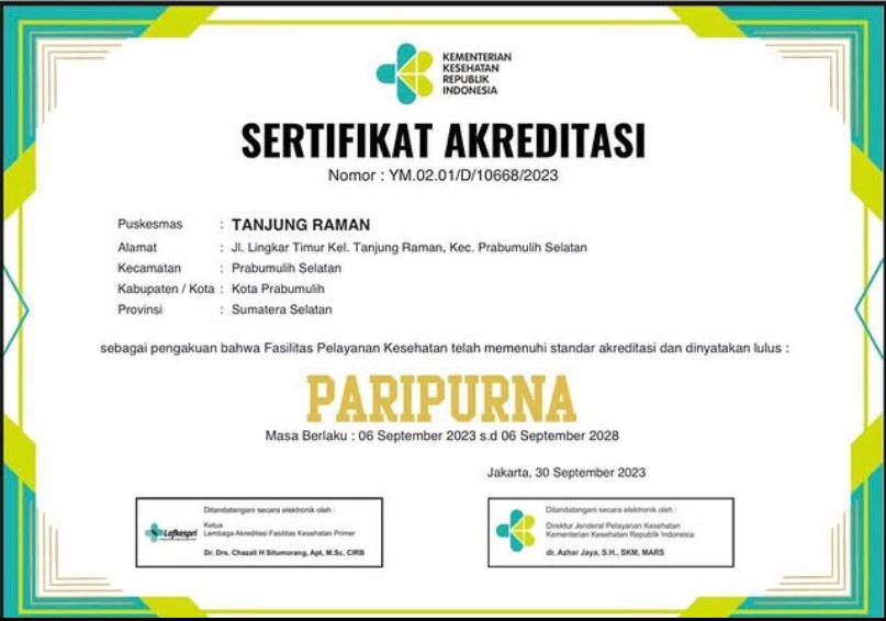 Mendapatkan akreditasi Paripurna